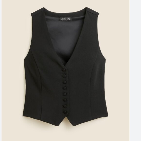 NWT J. Crew Slim-fit tuxedo vest in city crepe Black 10 cropped - Picture 1 of 10
